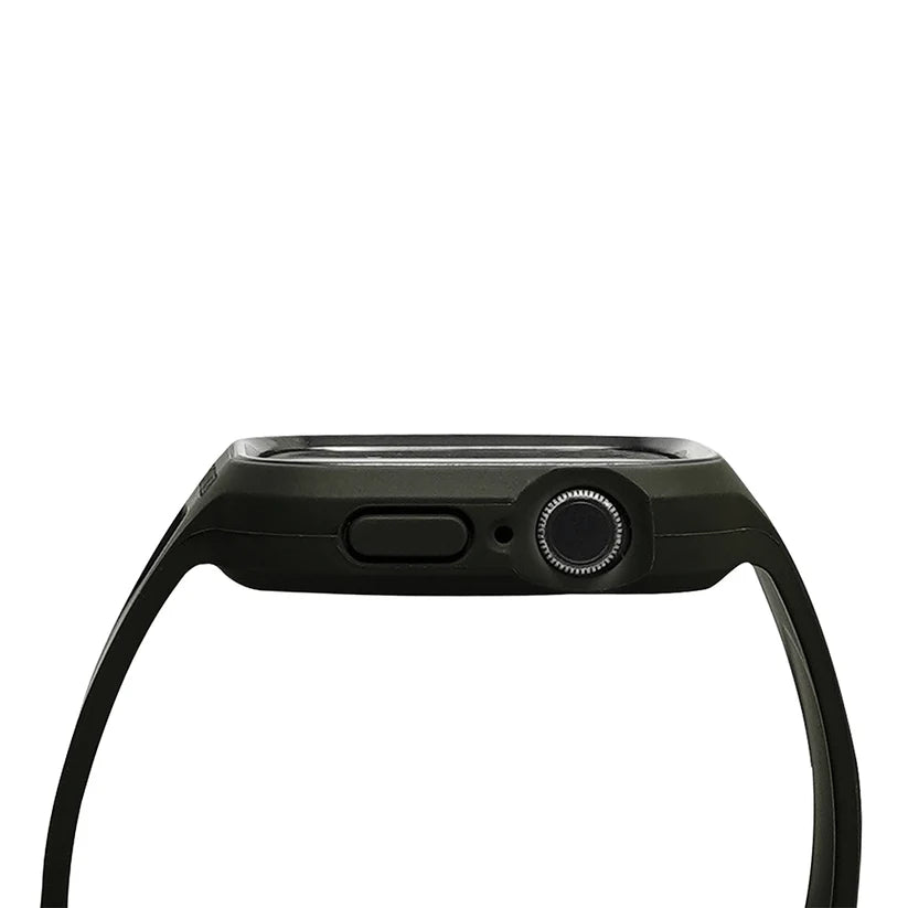 MONOCOZZI ESSENTIALS Hybrid Soft Plastic Case with Strap for Apple Watch 45/44mm (Black)