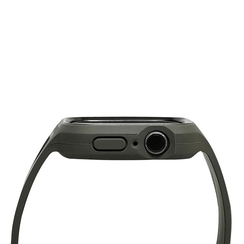 MONOCOZZI ESSENTIALS Hybrid Soft Plastic Case with Strap for Apple Watch 45/44mm (Olive)