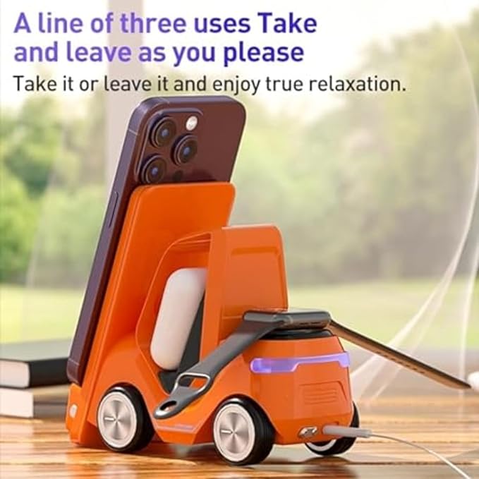 ADAM ELEMENTS Truck 5-in-1 Wireless Charging Station Multi-Function Alarm Clock (Orange)