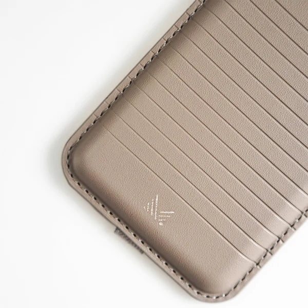 MONOCOZZI LUCID Refined Premium Vegan Leather MagSafe Card Holder Wallet for iPhone (Elephant Grey)