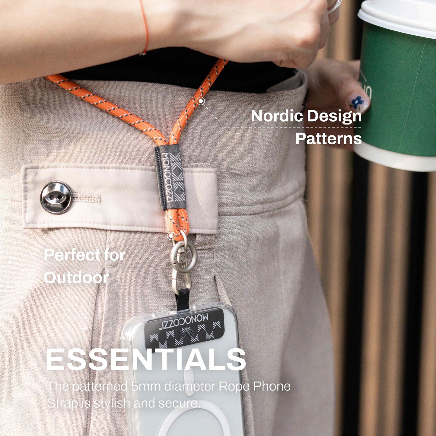 MONOCOZZI ESSENTIALS Phone Strap (any phone model) with Airpod Pro Holder Function (Terracotta)