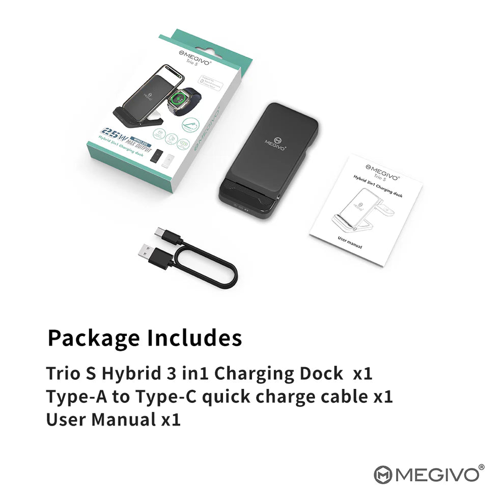 MEGIVO Trio S Hybrid 3 in 1 Charging Dock (Black)
