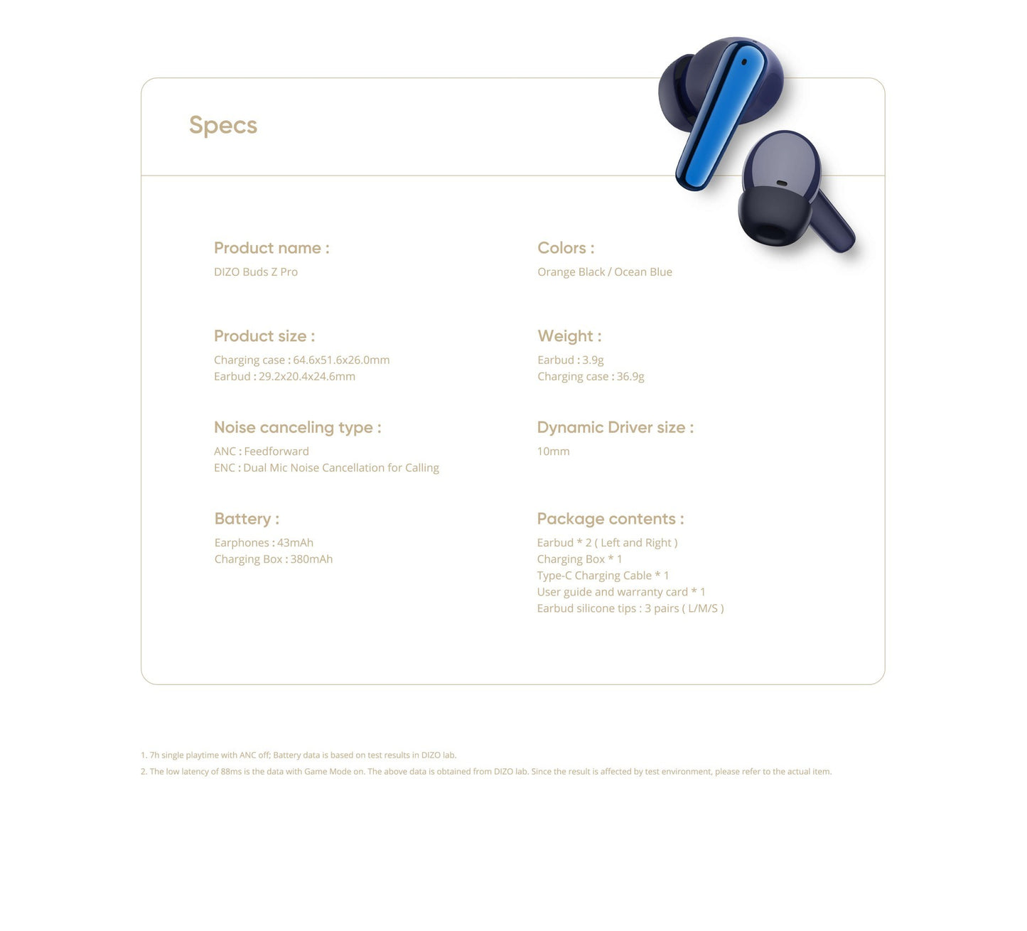 DIZO Buds Z Pro (Ocean Blue)