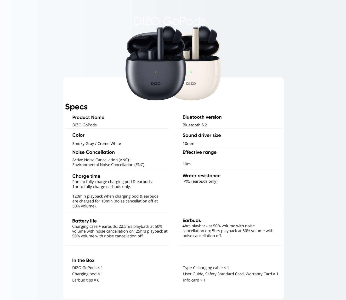 DIZO GoPods (Creme White)