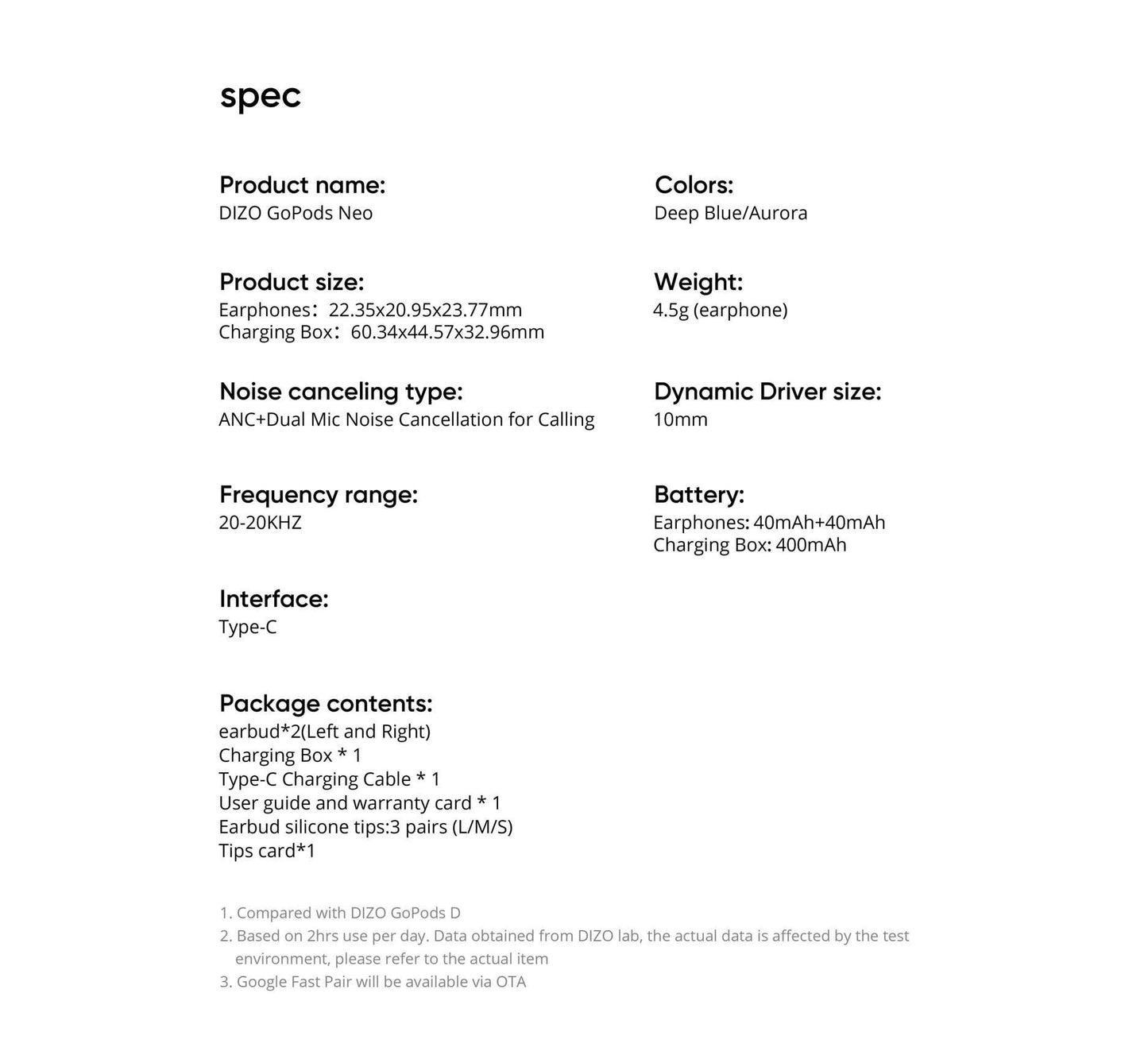 DIZO GoPods Neo (Deep Blue)