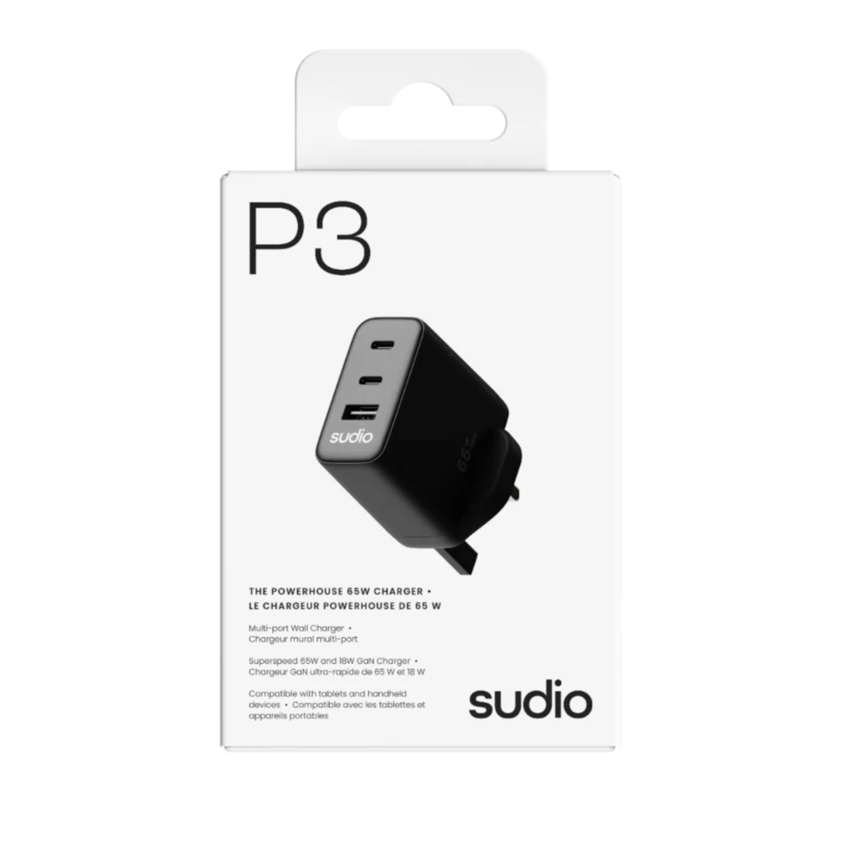SUDIO P3 Power Plug Type BF 65W UK (Black)