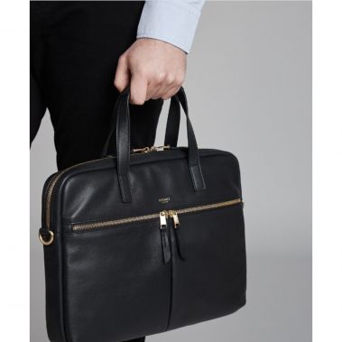 HANOVER Slim Leather Briefcase 14'' (Black)