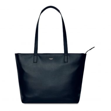 MINI MADDOX Leather Zip Top Tote 13'' (Black)