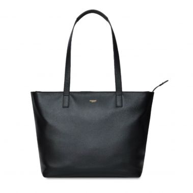 MINI MADDOX Leather Zip Top Tote 13'' (Black)
