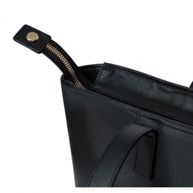 MINI MADDOX Leather Zip Top Tote 13'' (Black)