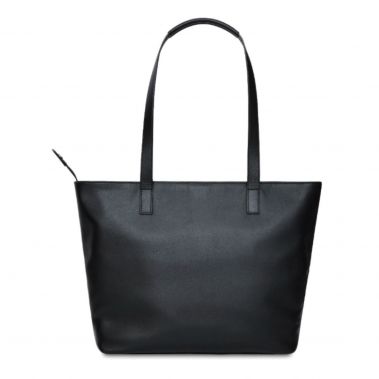 MINI MADDOX Leather Zip Top Tote 13'' (Black)