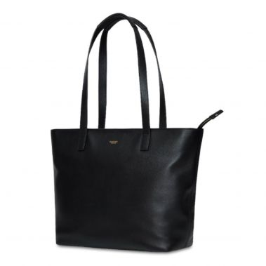 MINI MADDOX Leather Zip Top Tote 13'' (Black)