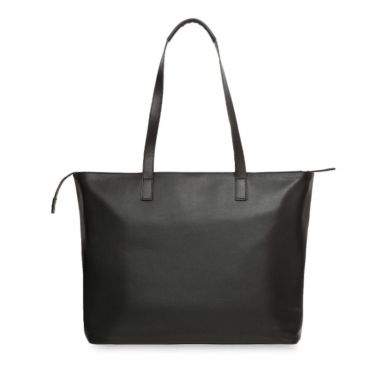 MADDOX L Leather Zip Tote 15" (Black)
