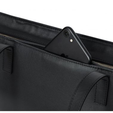 MADDOX L Leather Zip Tote 15" (Black)