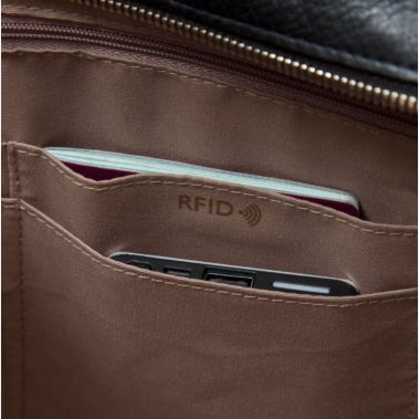 MADDOX L Leather Zip Tote 15" (Black)