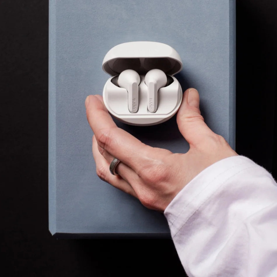 SUDIO A3 PRO True Wireless Noise Cancelling All-Day Earbuds (Fog White）