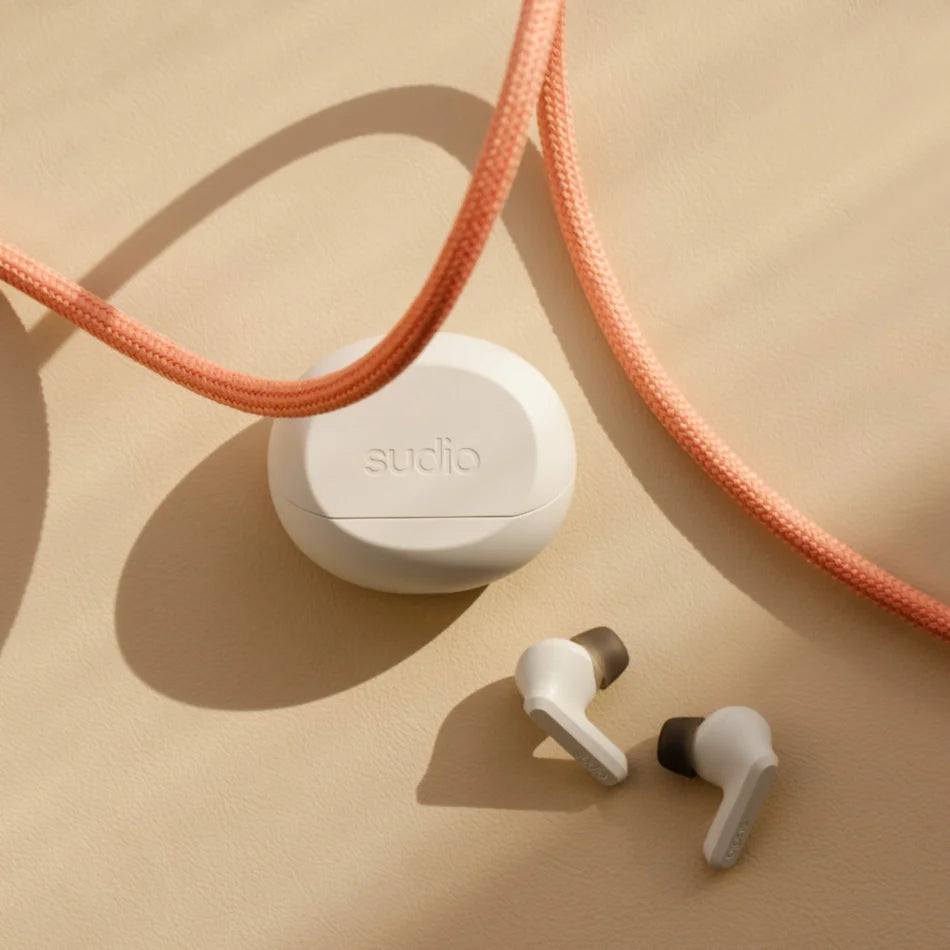 SUDIO A3 PRO True Wireless Noise Cancelling All-Day Earbuds (Fog White）