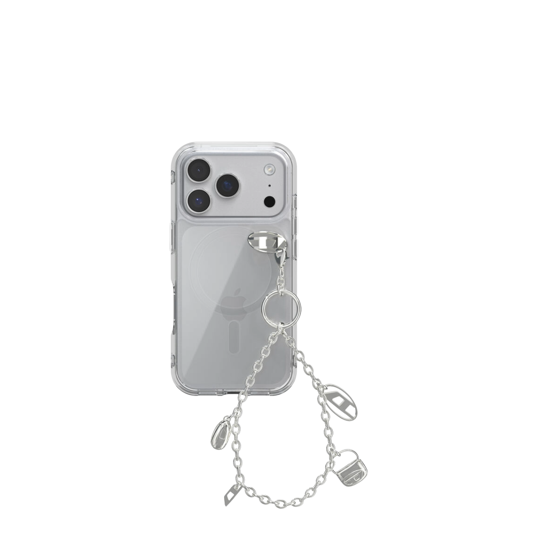 DIESEL Phone Charm + Charm Holder + Dust Plug (Silver）