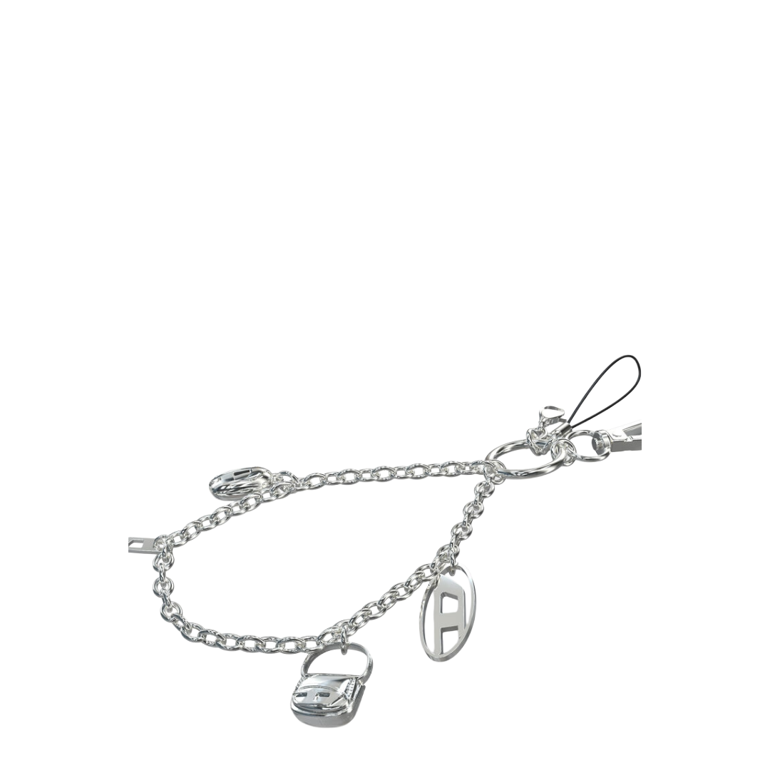 DIESEL Phone Charm + Charm Holder + Dust Plug (Silver）