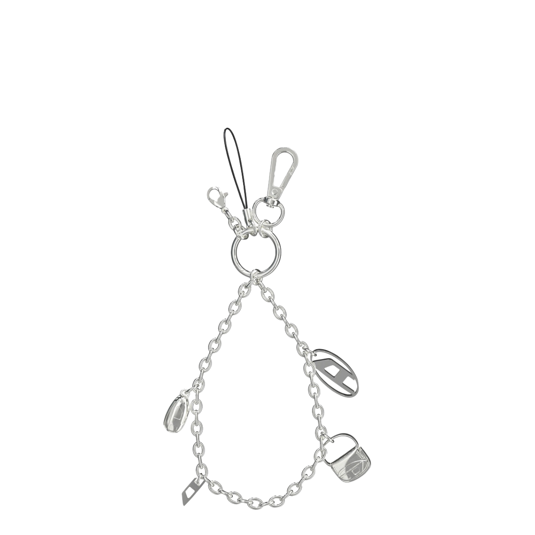 DIESEL Phone Charm + Charm Holder + Dust Plug (Silver）