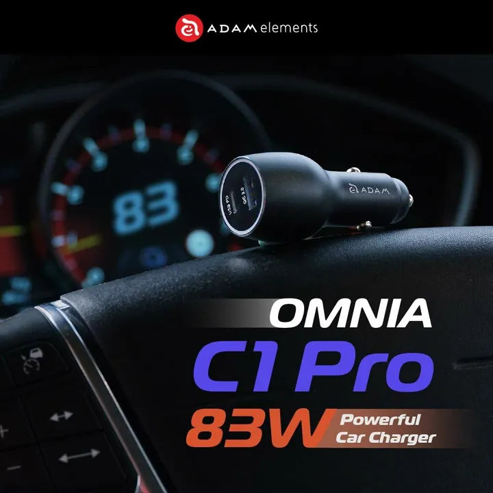 ADAM ELEMENTS OMNIA C1 Pro 83W PD/QC USB-C/USB-A Powerful Car Charger (Black)