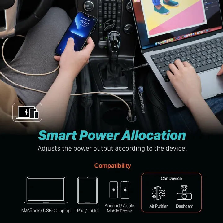 ADAM ELEMENTS OMNIA C1 Pro 83W PD/QC USB-C/USB-A Powerful Car Charger (Black)
