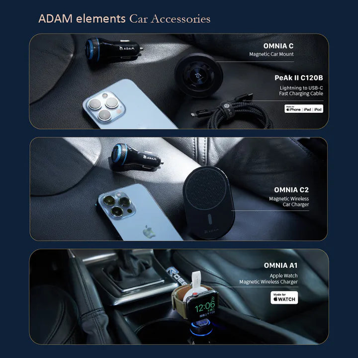 ADAM ELEMENTS OMNIA C1+ 45W PD/QC USB-C/USB-A Fast Charging Car Charger (Black)
