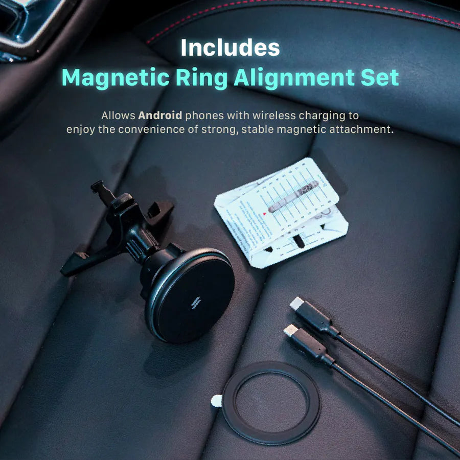 ADAM ELEMENTS CQ2 Qi2 Magnetic Charging Car Mount (Black)