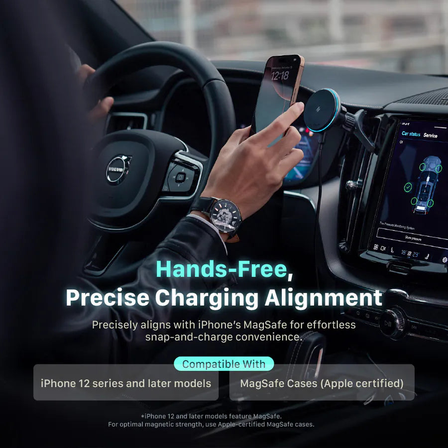 ADAM ELEMENTS CQ2 Qi2 Magnetic Charging Car Mount (Black)