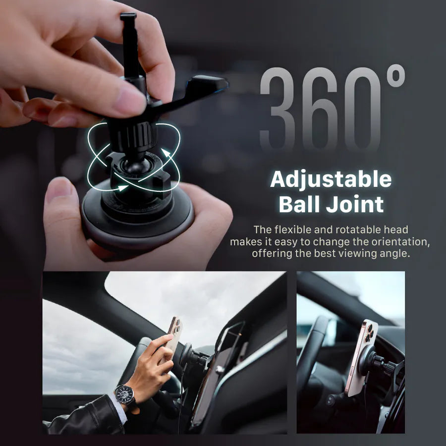 ADAM ELEMENTS CQ2 Qi2 Magnetic Charging Car Mount (Black)
