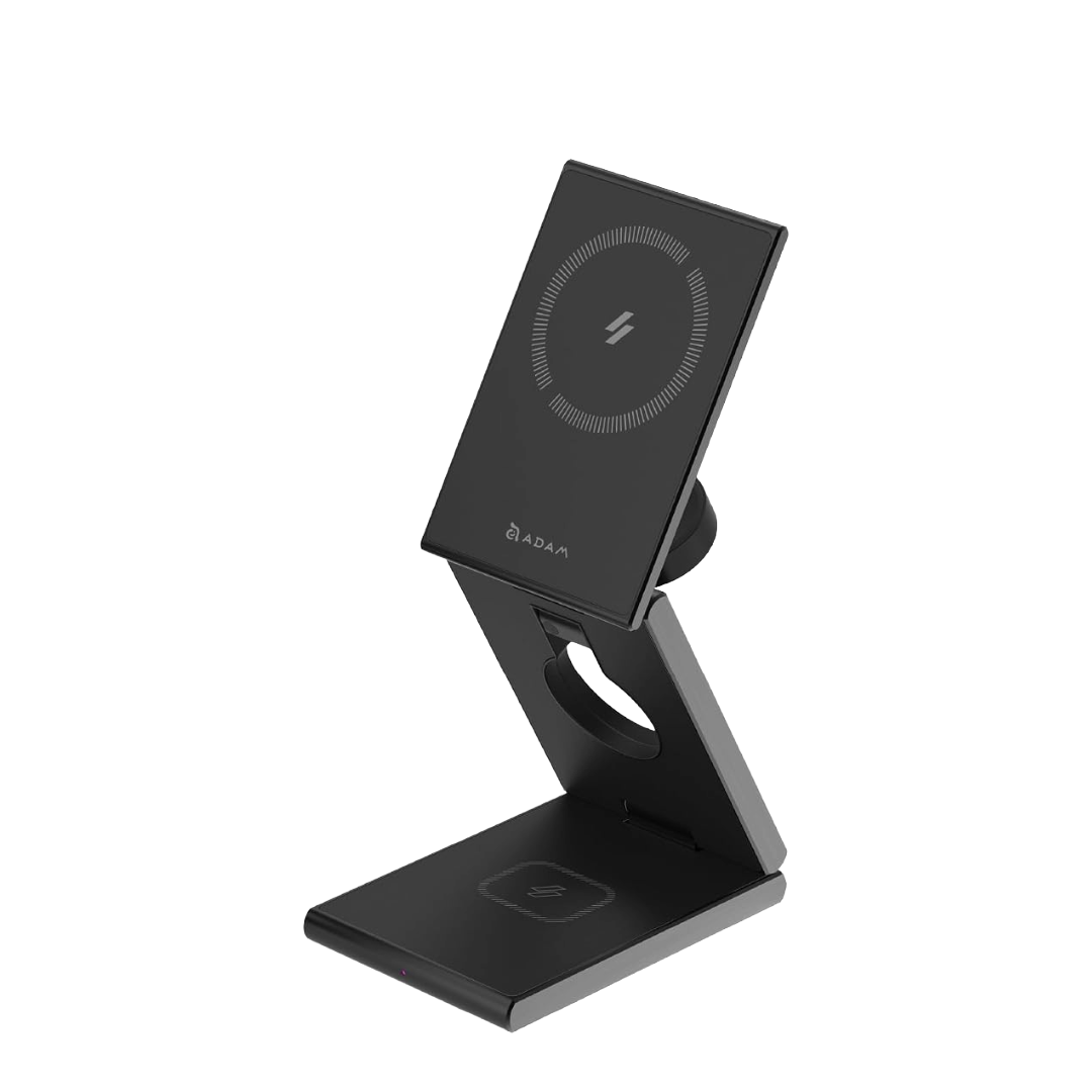 ADAM ELEMENTS Mag Z Magnetic 3-in-1 Foldable Travel Charging Station (Black)