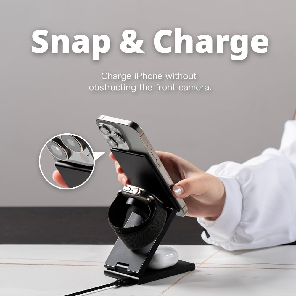 ADAM ELEMENTS Mag Z Magnetic 3-in-1 Foldable Travel Charging Station (Black)