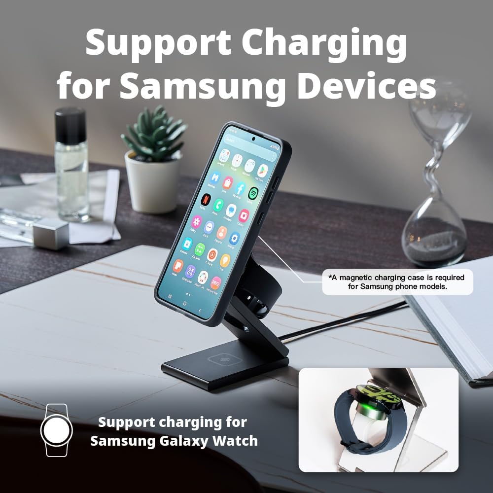 ADAM ELEMENTS Mag Z Magnetic 3-in-1 Foldable Travel Charging Station (Black)