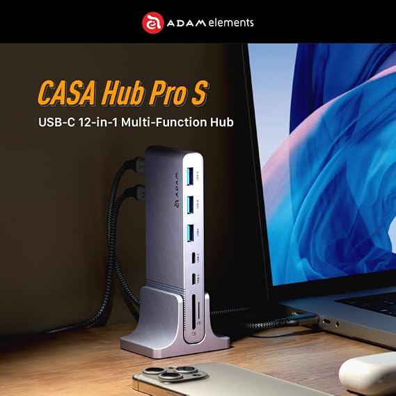 ADAM ELEMENTS CASA HUB Pro S USB-C 12-in-1 Multi-Function Hub (Grey)