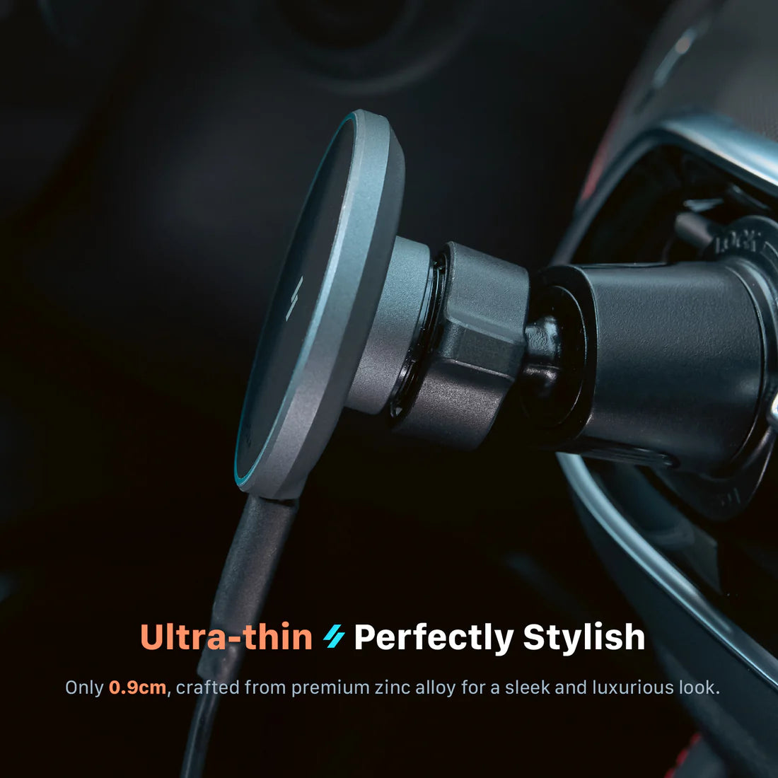 ADAM ELEMENTS CQ1 Qi2 Magnetic Charging Car Mount (Black)