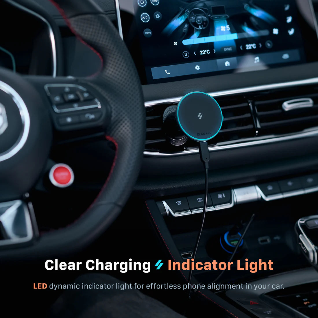ADAM ELEMENTS CQ1 Qi2 Magnetic Charging Car Mount (Black)