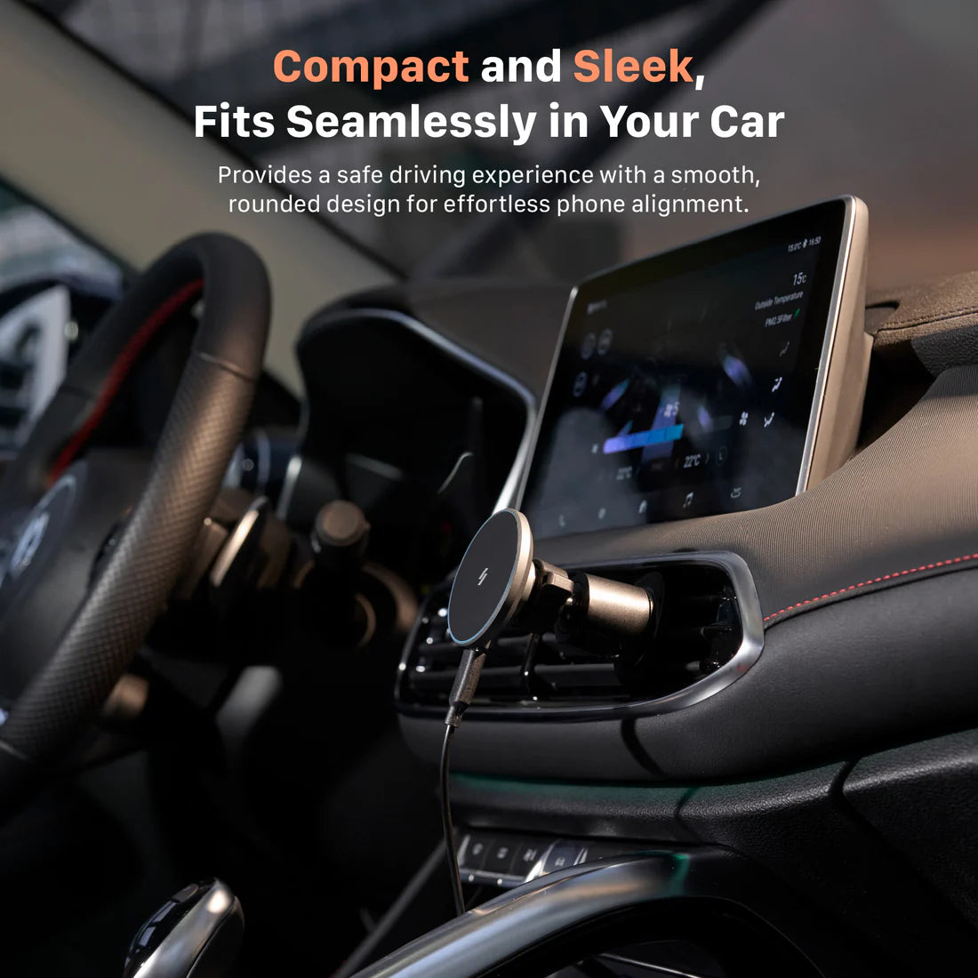 ADAM ELEMENTS CQ1 Qi2 Magnetic Charging Car Mount (Black)