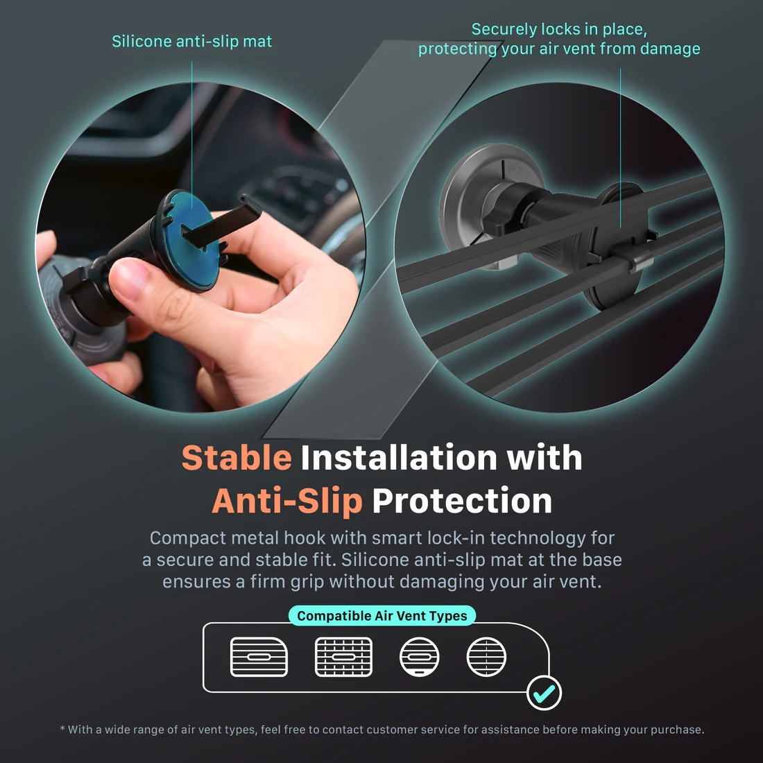 ADAM ELEMENTS CQ1 Qi2 Magnetic Charging Car Mount (Black)