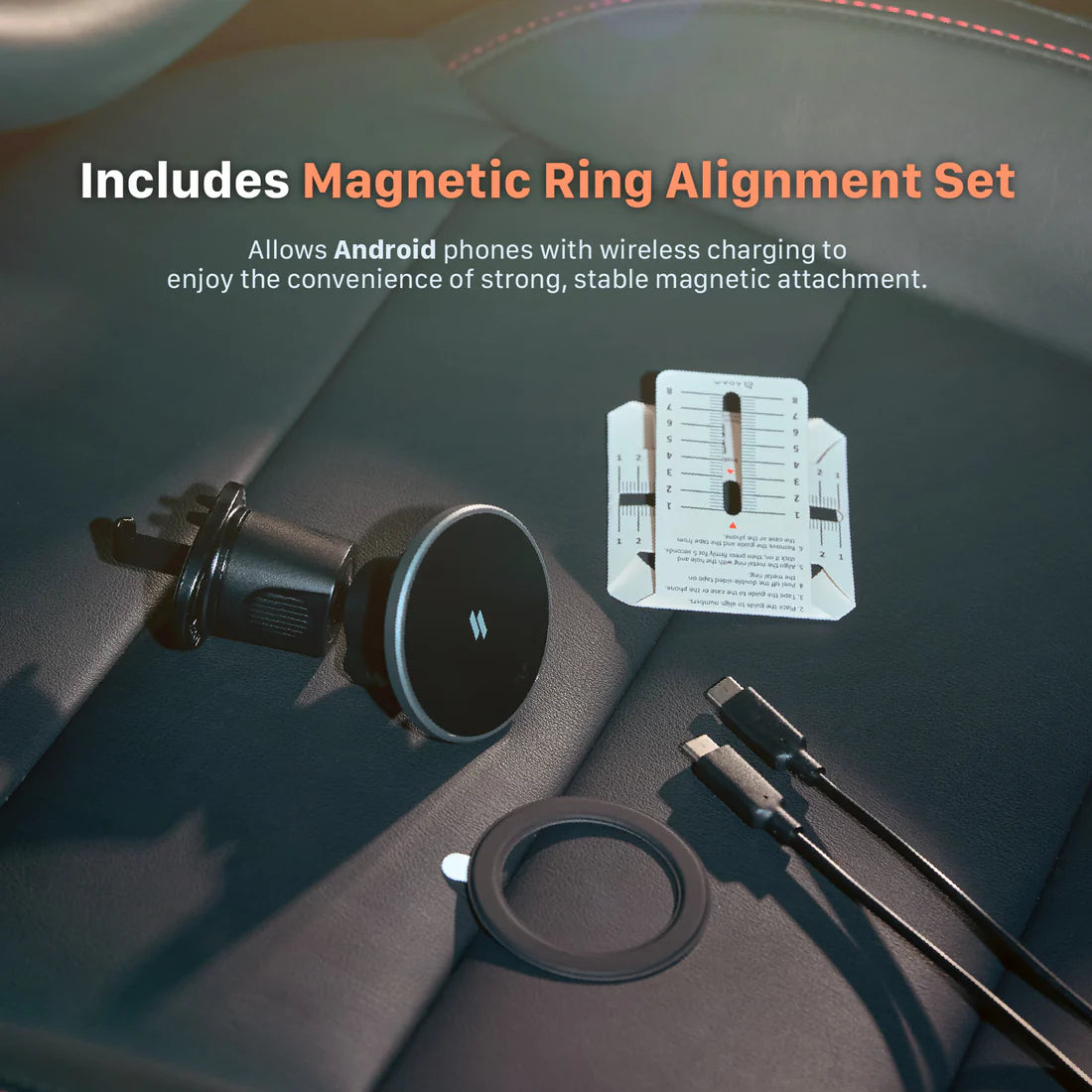 ADAM ELEMENTS CQ1 Qi2 Magnetic Charging Car Mount (Black)