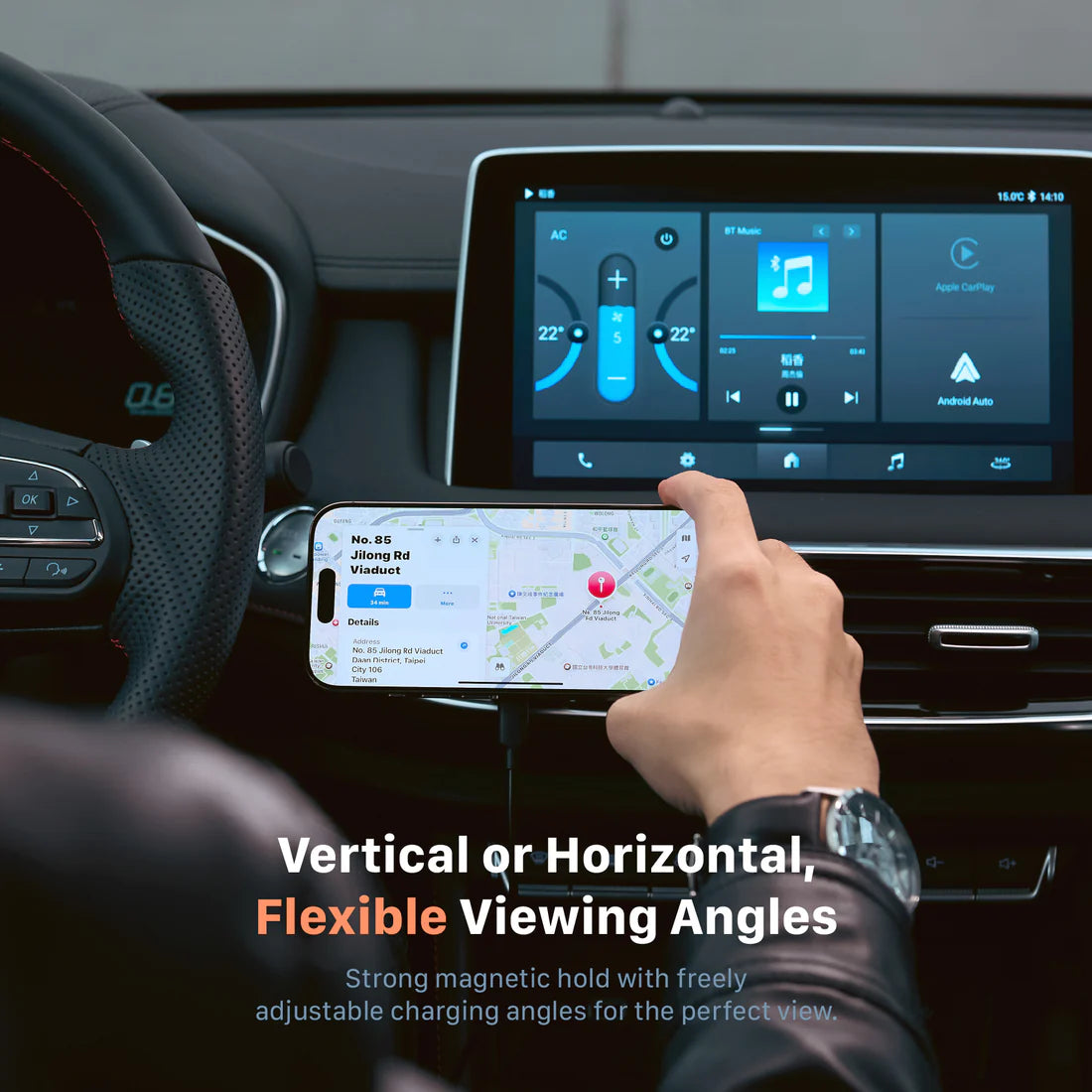 ADAM ELEMENTS CQ1 Qi2 Magnetic Charging Car Mount (Black)