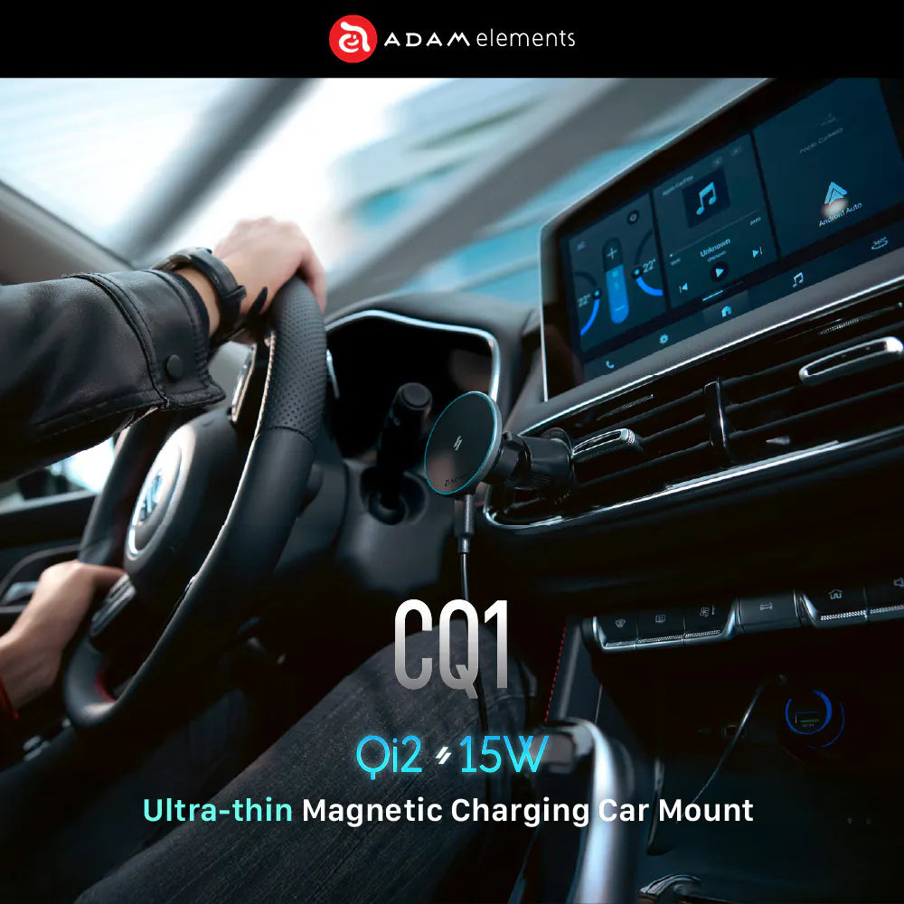 ADAM ELEMENTS CQ1 Qi2 Magnetic Charging Car Mount (Black)