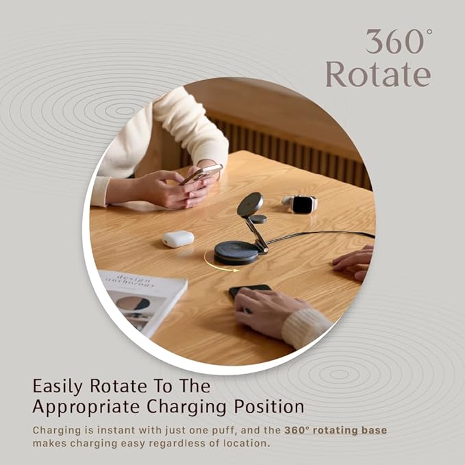 ADAM ELEMENTS Mag 360 Qi2 3-in-1 Foldable Travel Charging Station (Grey)