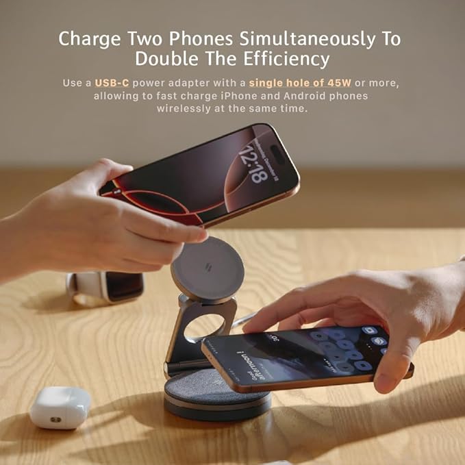 ADAM ELEMENTS Mag 360 Qi2 3-in-1 Foldable Travel Charging Station (Grey)