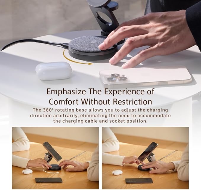 ADAM ELEMENTS Mag 360 Qi2 3-in-1 Foldable Travel Charging Station (Grey)