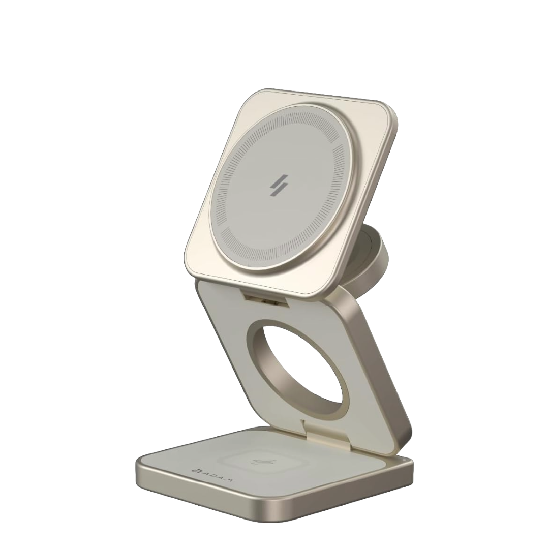 ADAM ELEMENTS Mag 3 Pro Qi2 3-in-1 Foldable Travel Charging Station (Titanium)