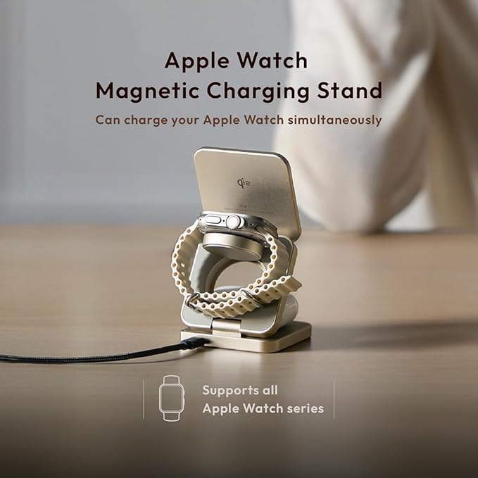 ADAM ELEMENTS Mag 3 Pro Qi2 3-in-1 Foldable Travel Charging Station (Titanium)