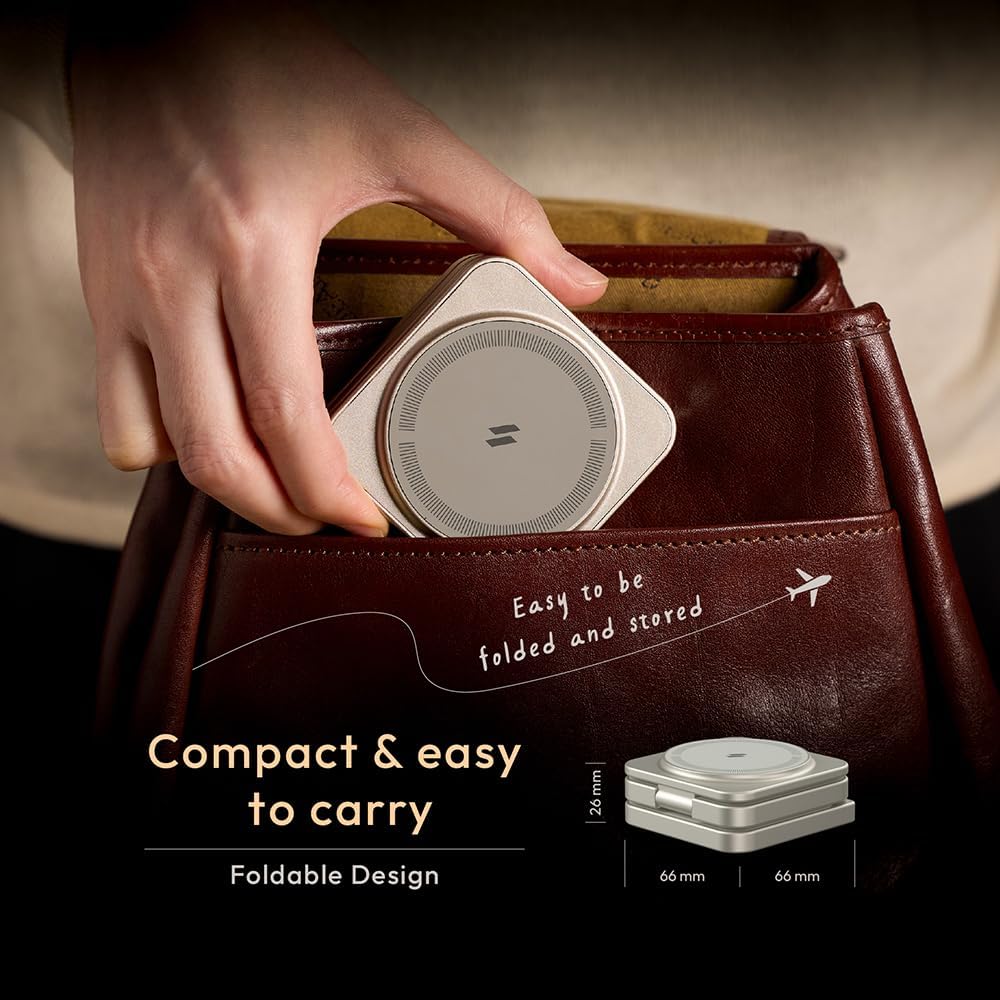 ADAM ELEMENTS Mag 3 Pro Qi2 3-in-1 Foldable Travel Charging Station (Titanium)