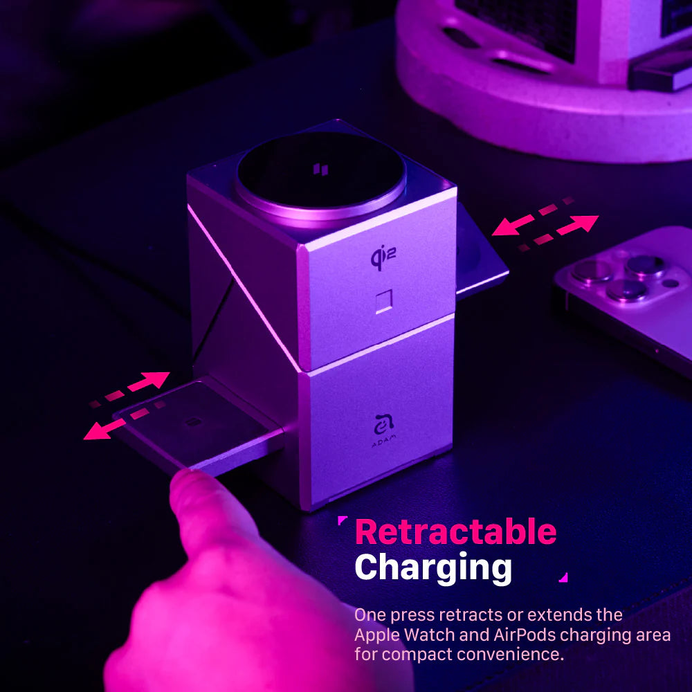 ADAM ELEMENTS Mag Qube Qi2 3-in-1 Intelligent Charging Station (Titanium)