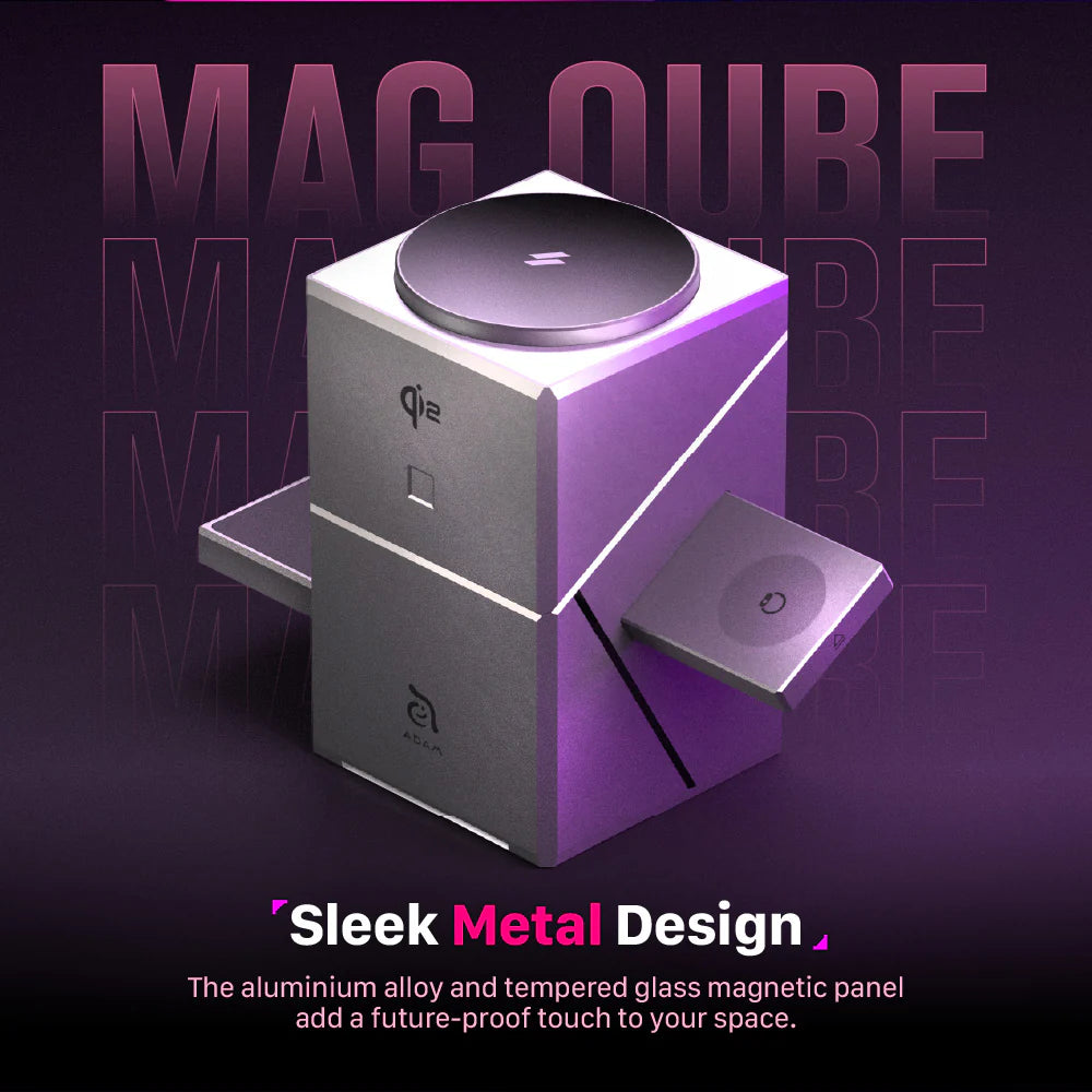ADAM ELEMENTS Mag Qube Qi2 3-in-1 Intelligent Charging Station (Titanium)