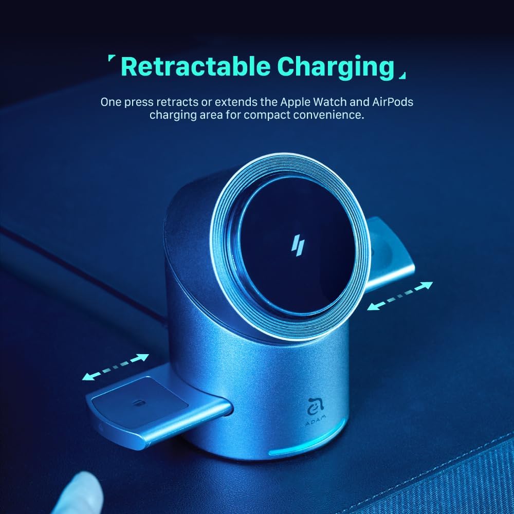 ADAM ELEMENTS Mag Tube Qi2 3-in-1 Intelligent Charging Station (Grey)